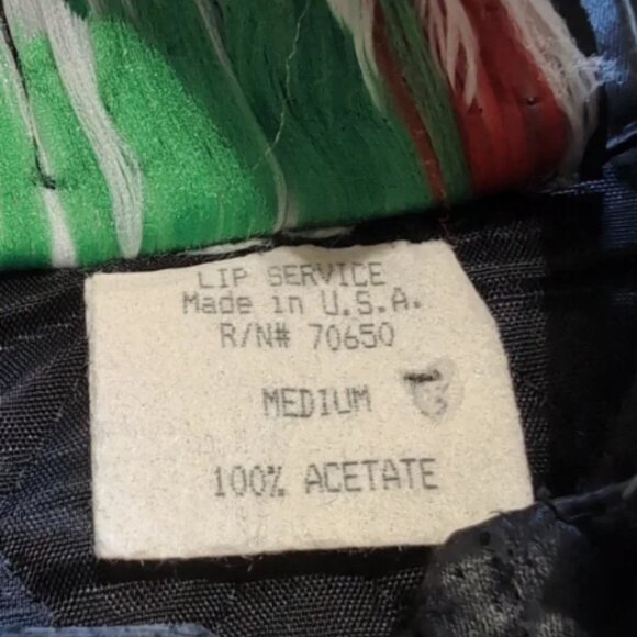 Vintage Lip Service Black Satin Quilted Zip Jacket with Rose Tag - Picture 10 of 14